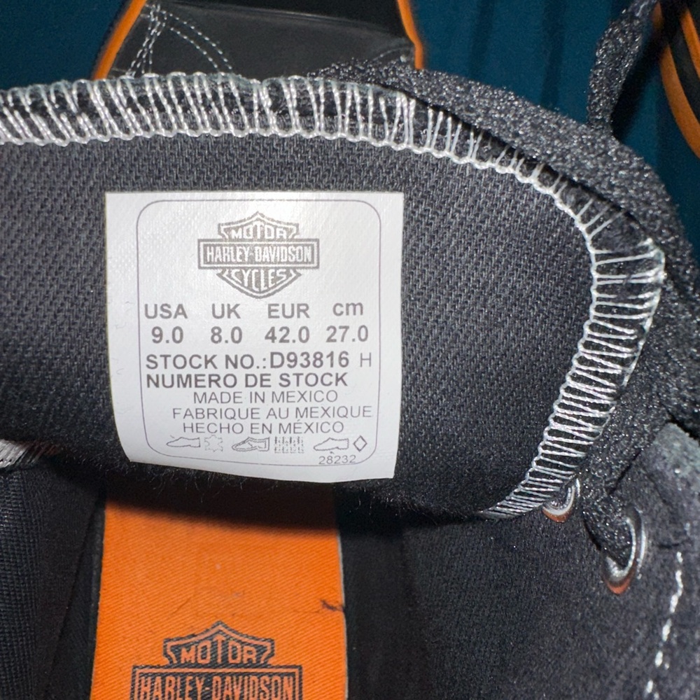 Harley‑Davidson Black and Orange Low‑Profile Sneakers